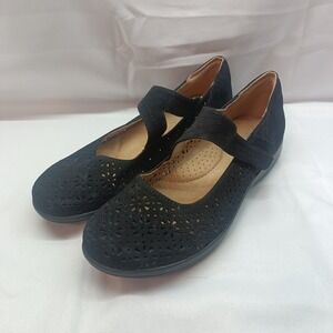 Bjorndal Wildflower Bexley Black Mary Jane Floral Cutout Shoes Womens 7M Cottage